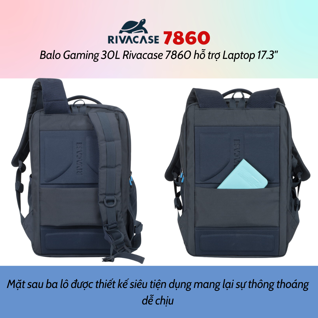 Balo Gaming 30L Rivacase 7860 Hỗ Trợ Laptop 17.3&quot; - Bảo Hành 24 Tháng - Hàng Chính Hãng