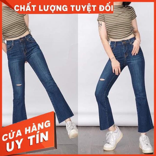 QUẦN JEANS LOE XANH TRƠN LƯNG CAO