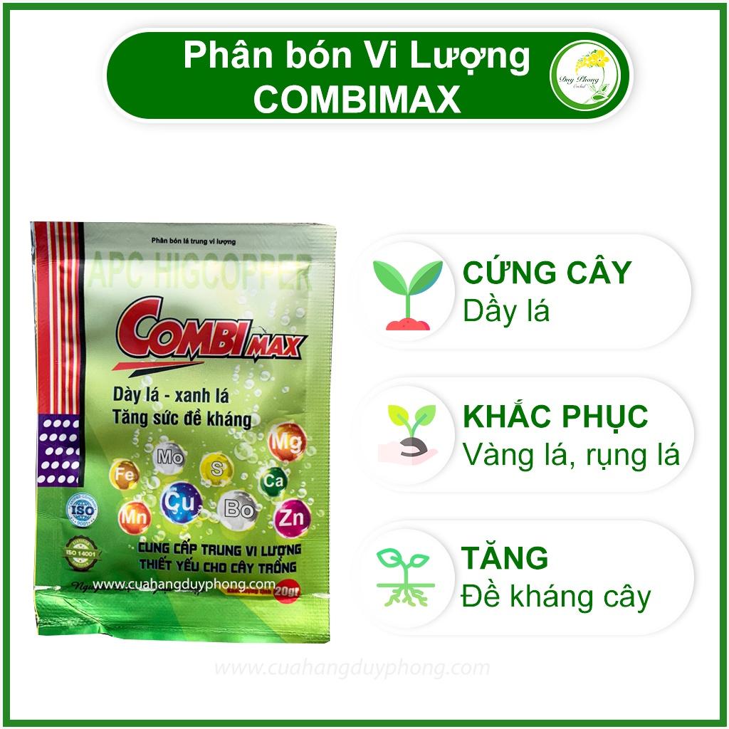 Phân bón lá trung vi lượng COMBI MAX - Dày lá , Cứng Lá, Xanh lá, Tăng Sức Đề Kháng Cho Cây - Bịch 20g