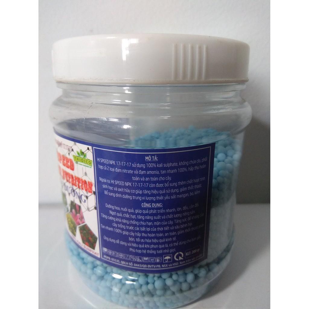 Phân bón NPK 17-17-17 nuôi hoa, dưỡng hoa, nguyên liệu Hàn Quốc - chai 200 gram
