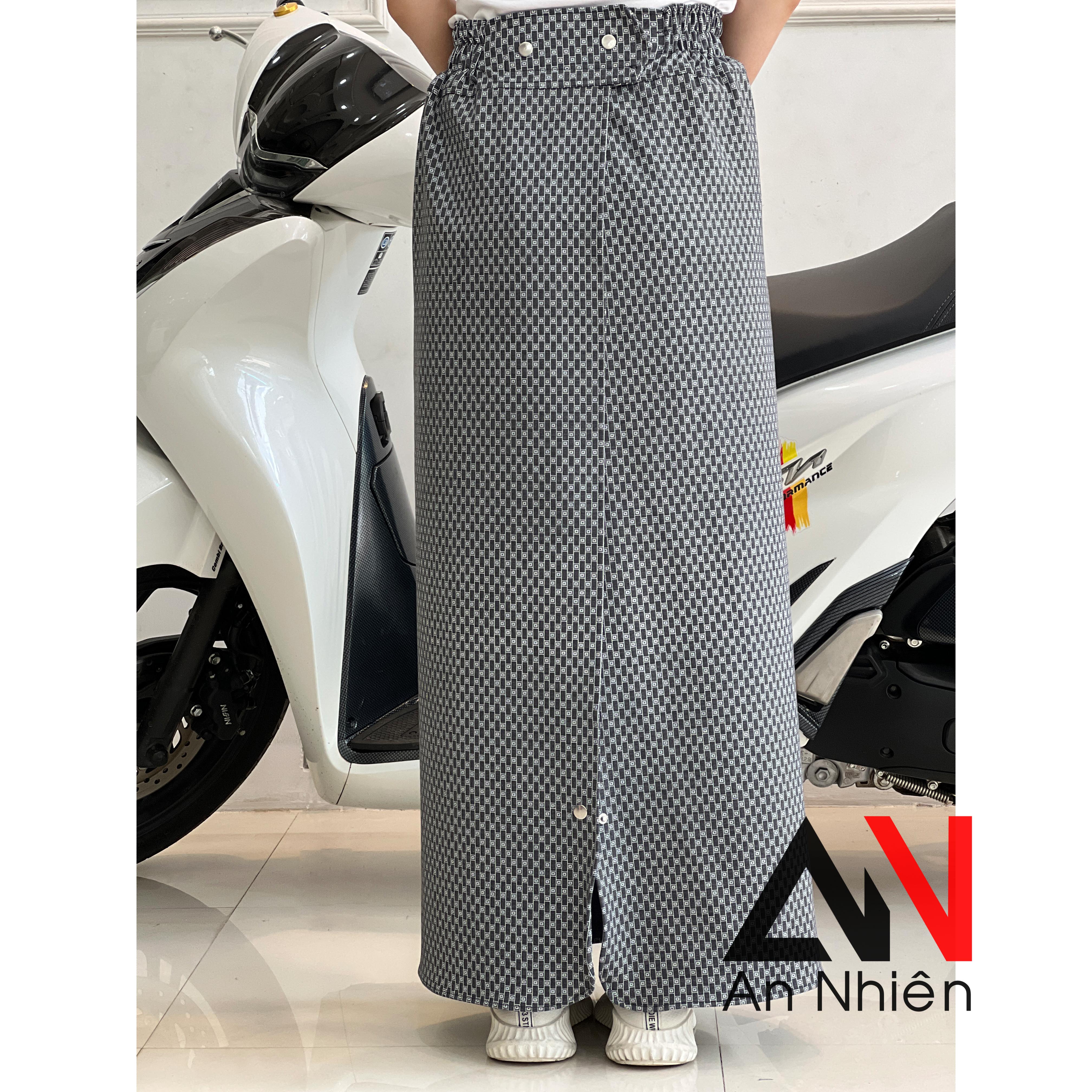 Váy chống nắng xẻ tà cố định bằng miếng dán kết hợp nút bấm chất mềm mại co giãn tốt xòe rộng dài dưới tà váy có nút bấm cố định