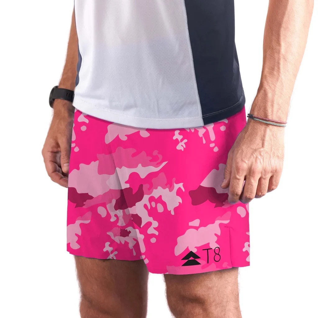 Quần short chạy bộ Nam T8 - Pink Camo