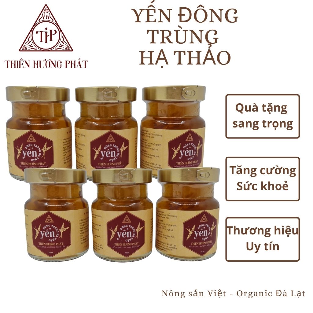 Nước Yến sào Đông Trùng Hạ Thảo (6 hũ x 70 ml) - Thiên Hương Phát Đà Lạt - Quà tặng cao cấp