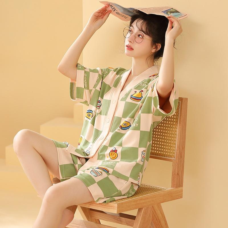 Đồ mặc nhà, đồ bộ nữ cotton thun ngắn tay quần ngắn cổ chéo nhiều màu và họa tiết CCCP20