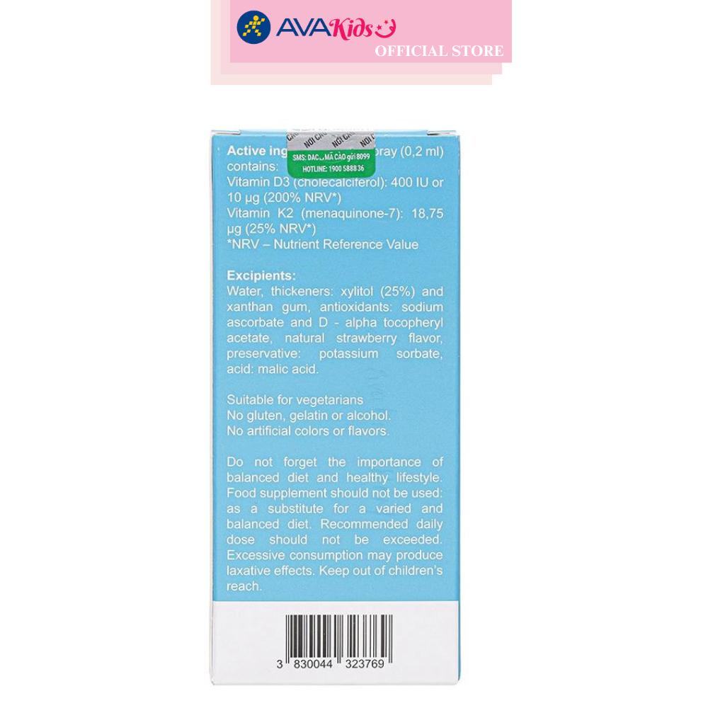 Lọ xịt Valens Dimao Pro D3+K2 hỗ trợ hấp thu canxi 25 ml (từ 0 tháng)