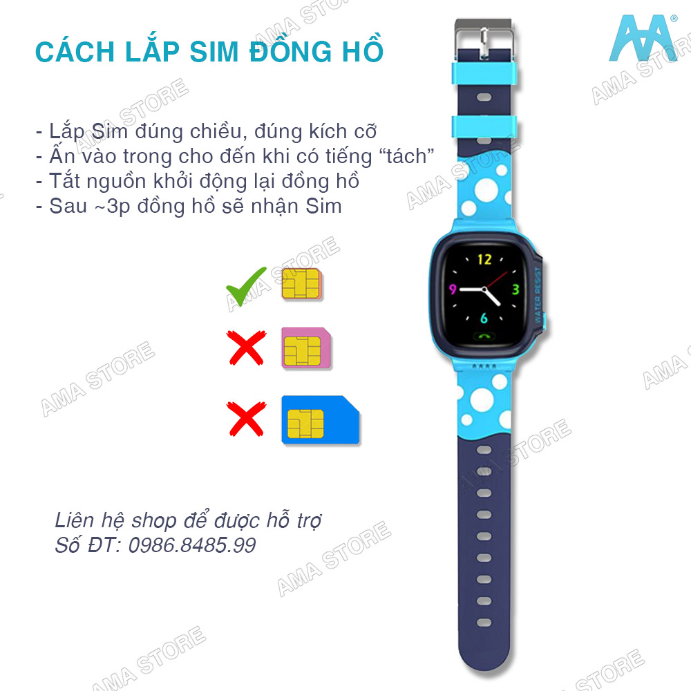 Đồng Hồ Thông Minh cho Trẻ em 6 tuổi, 7 tuổi, 8 tuổi, 9 tuổi, 10 tuổi, 11 tuổi Lắp Sim Độc lập nghe gọi 2 chiều AMA Watch Y92 Chống nước Định vị Wifi độ chính xác cao Hàng nhập khẩu