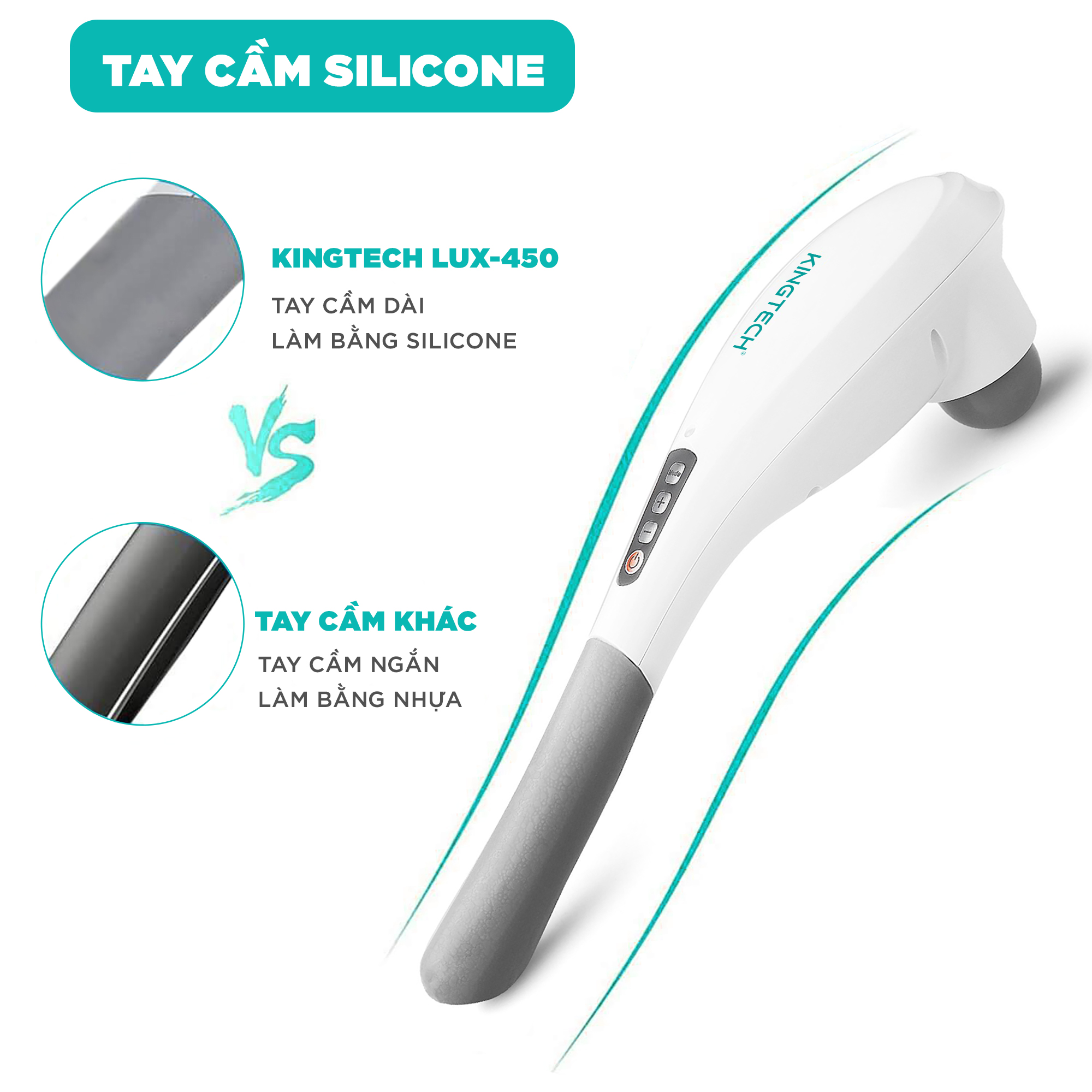 Máy Massage Cầm Tay Cao Cấp KINGTECH LUX450 - Hỗ Trợ Mát Xa Toàn Thân - Chuyên Sâu Vai Cổ, Chân, Lưng, Tay -Giảm Đau Mỏi Toàn Thân Cho Dân Văn Phòng, Gymer, Người Già, Người Lao Động Nặng - Món Quà Tuyệt Vời Cho Ông Bà, Bố Mẹ - Hàng Chính Hãng