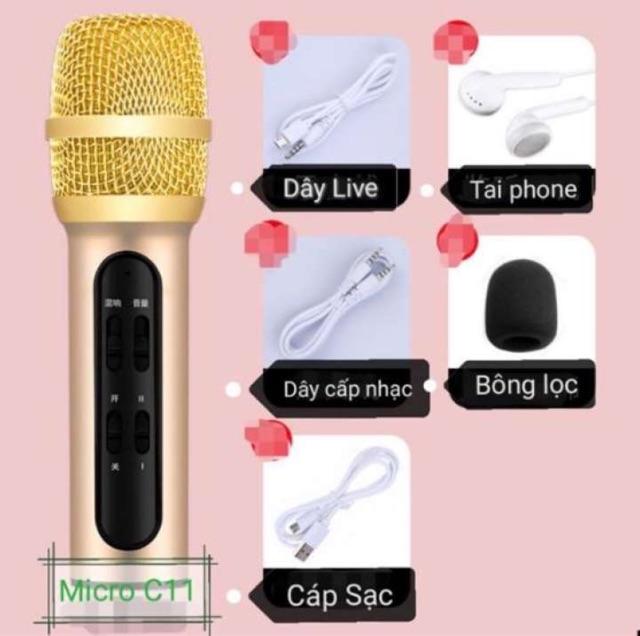 Micro c11 karaoke livetream cao cấp nhỏ gọn