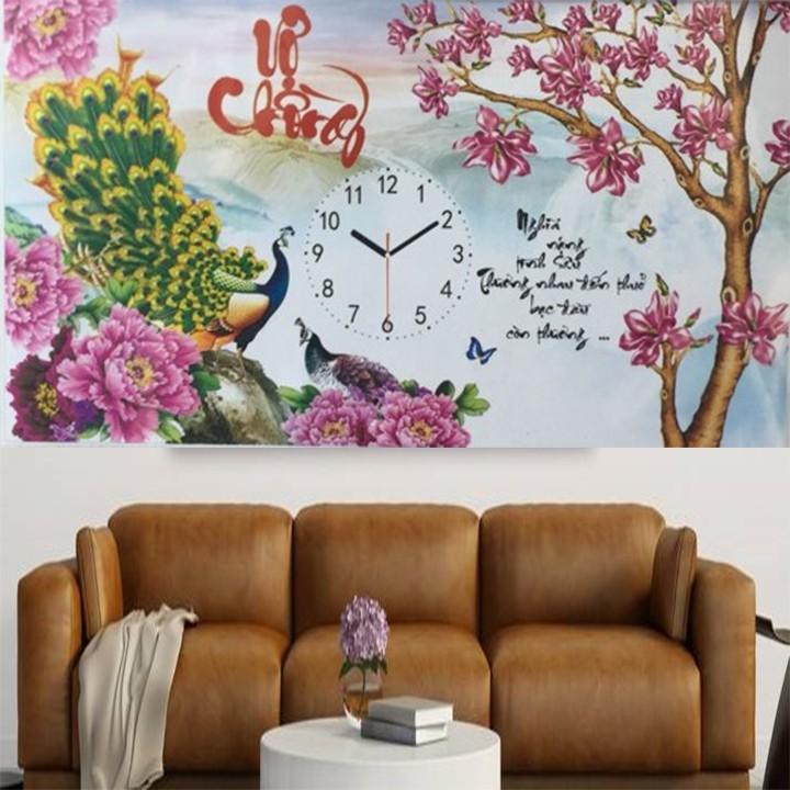 Tranh thêu vợ chồng công hoa mẫu đơn X8193 - kích thước: 73 * 44cm.