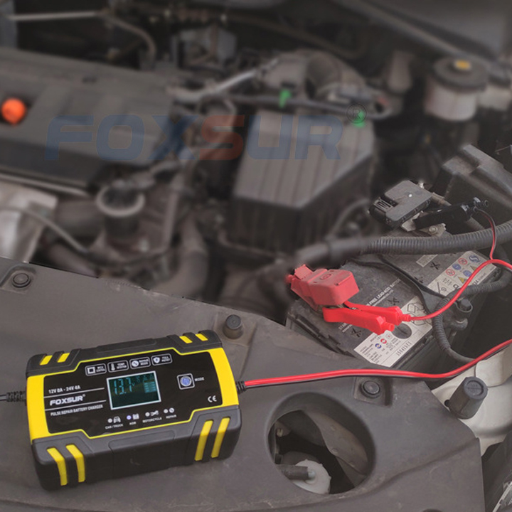 Sạc bình ắc quy 12V 24V 6AH - 150AH FOXSUR FBC122408D 8A tự ngắt khi đầy chức năng bảo dưỡng phục hồi ắc quy bằng khử sunfat