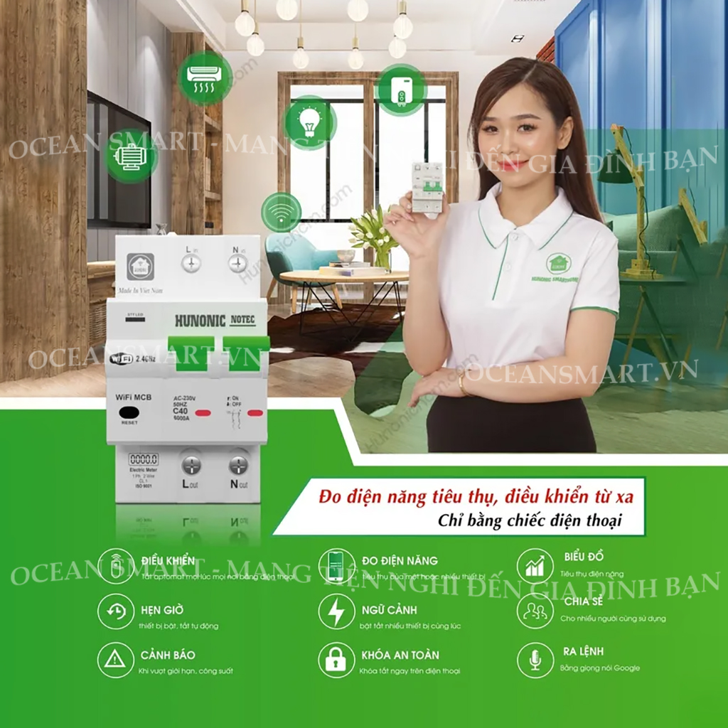 Aptomat Thông Minh Đo Năng Lượng HUNONIC Notec - HNATME