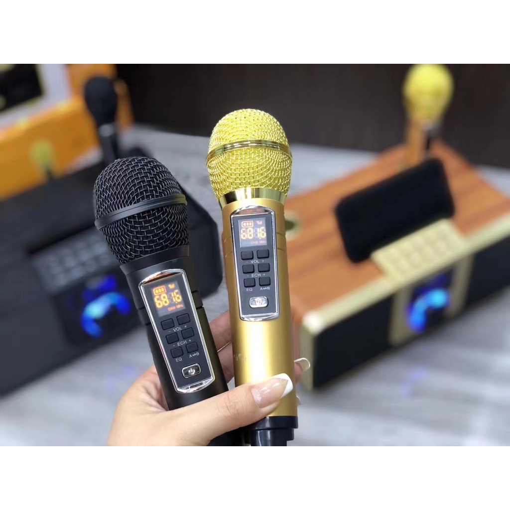 Loa Karaoke Bluetooth K08 Có LCD Kèm Hai Micro Không Dây Âm Thanh Lớn Hát Hay