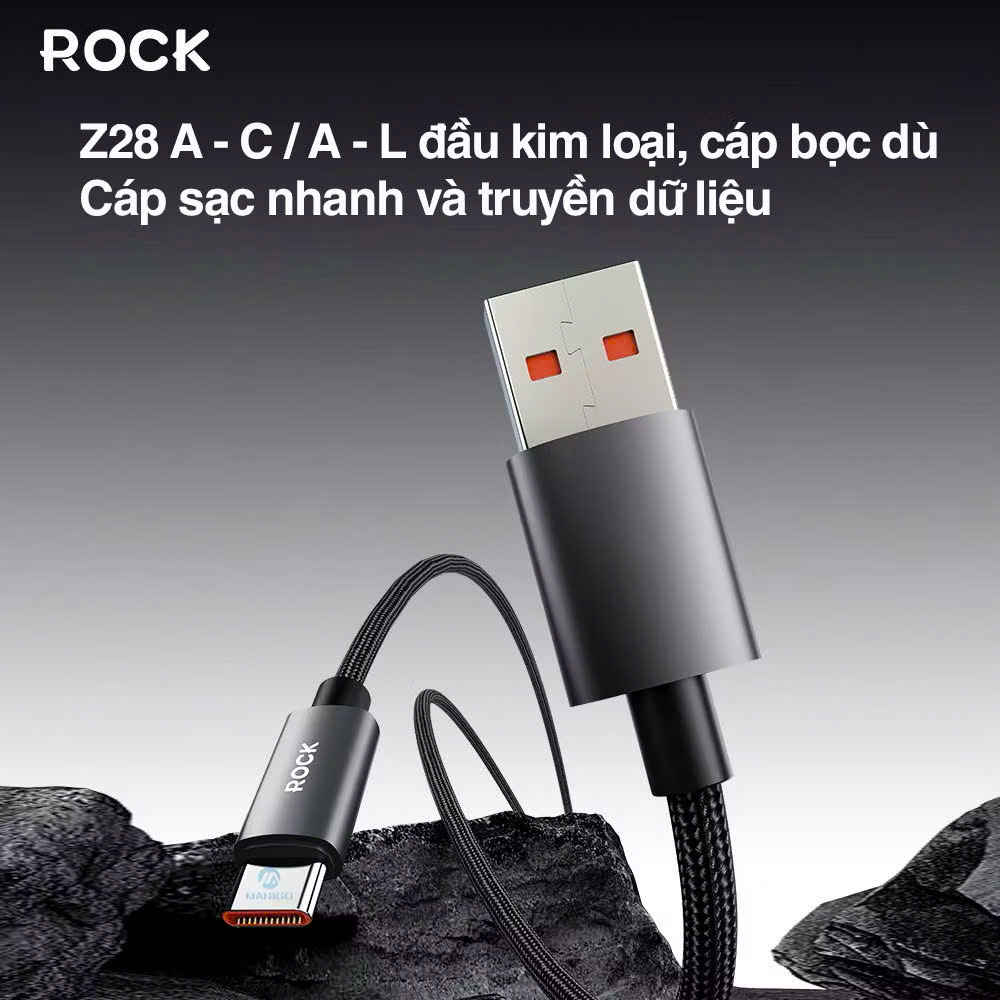 Dây cáp sạc ROCKSPACE Z28 sạc nhanh dây dù siêu bền, hàng chính hãng bảo hành 12 tháng