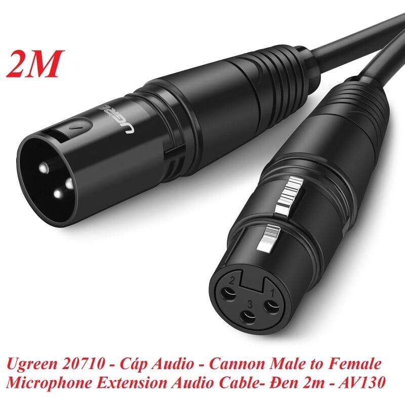 Ugreen UG20710AV130TK 2M Màu Đen Cáp nối dài Microphone cannon âm thanh - HÀNG CHÍNH HÃNG