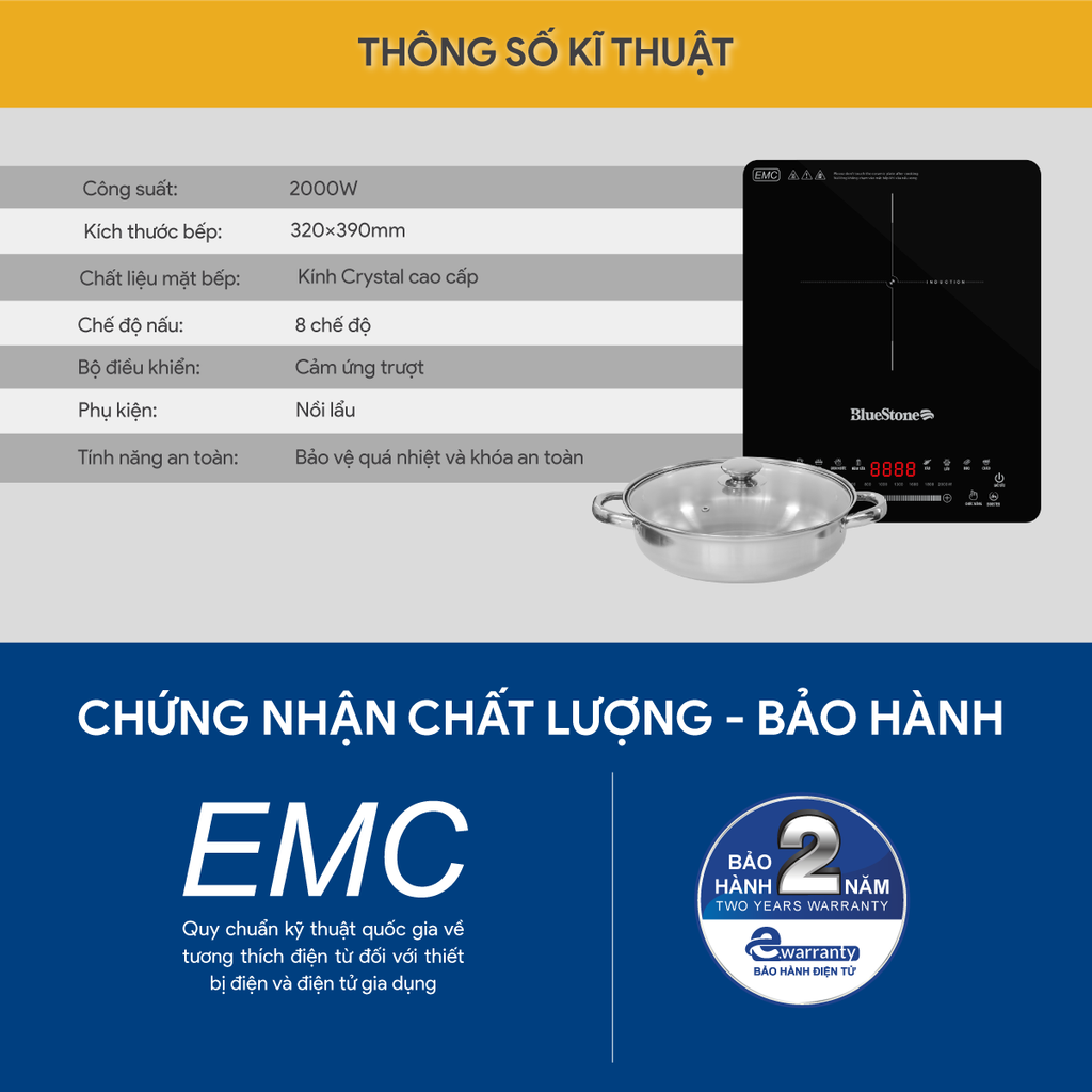 Bếp Từ Đơn BlueStone ICB-6731 2000W - Hàng chính hãng