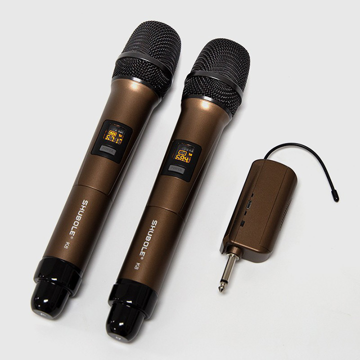 Micro Không Dây - Micro Karaoke Shubole K8 - 2 Mic - Chuyên Dụng Cho Loa Hoặc Amply - Hàng chính Hãng