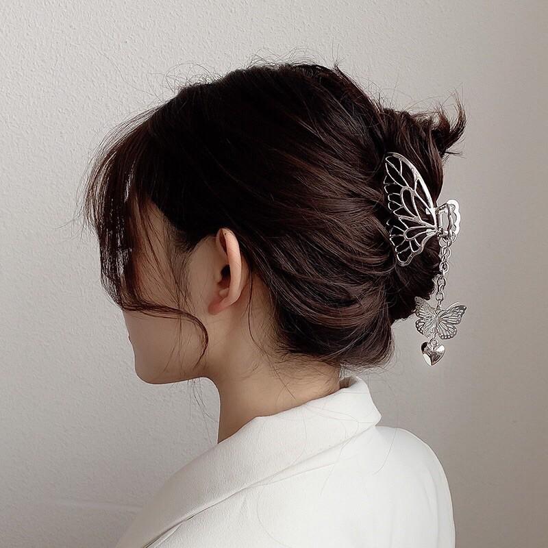 Kẹp tóc kim loại hình bướm màu bạc phong cách Hàn Quốc hottrend