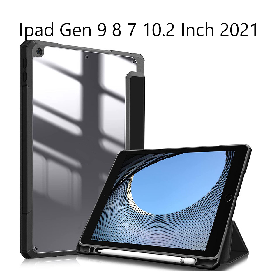 Bao Da Cover Lưng Trong Dành Cho Ipad Gen 9 8 7 10.2 Inch 2021 Có Khe Pencil