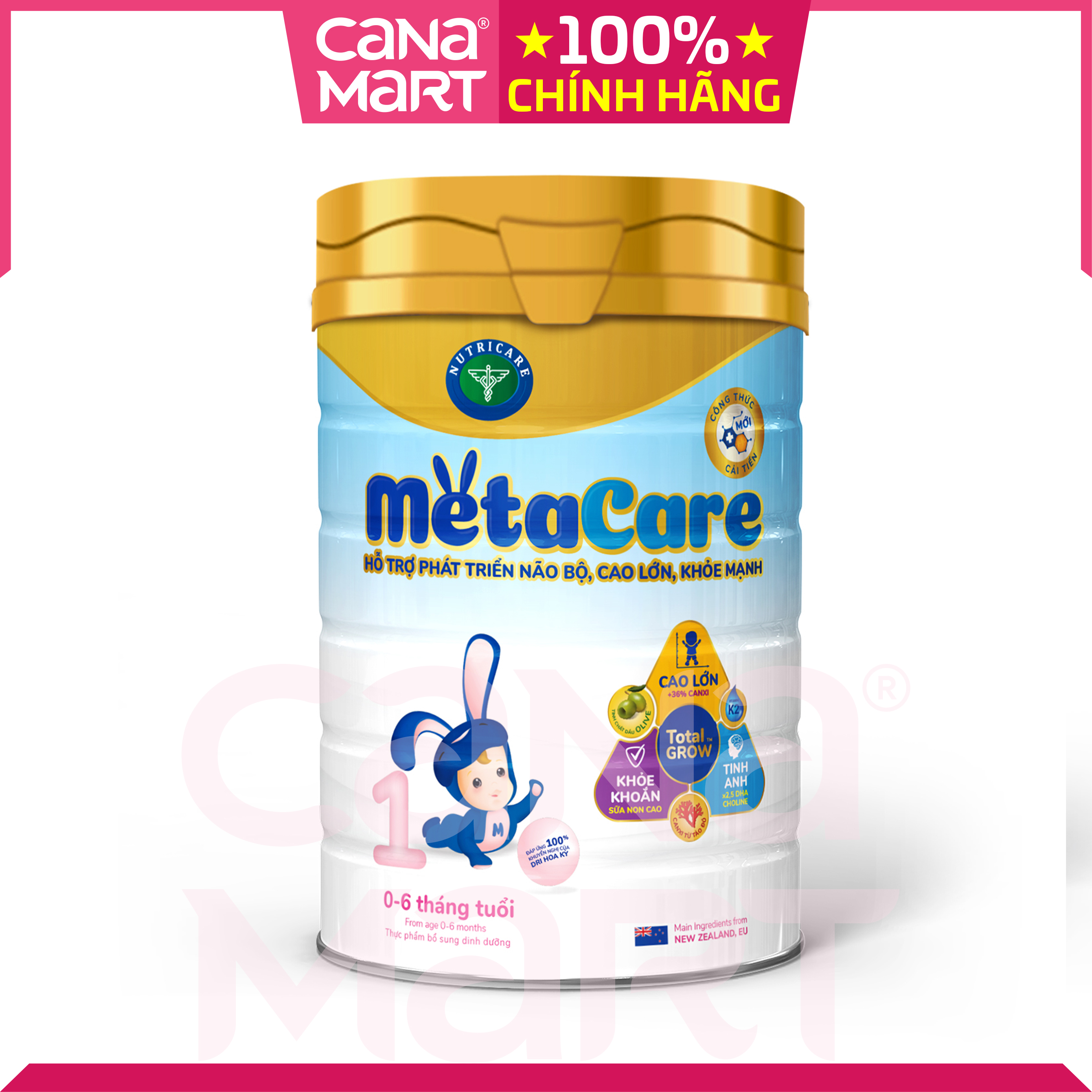 [Lon 900g] Sữa bột tốt cho bé Nutricare MetaCare 1 giúp bé phát triển toàn diện (0-6 tháng)