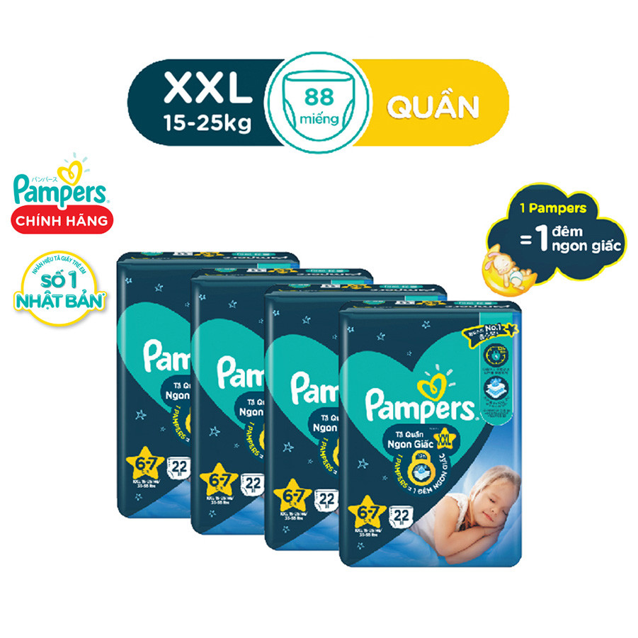 Combo 4 Tã/ Bỉm Quần PAMPERS Ngon Giấc, Size