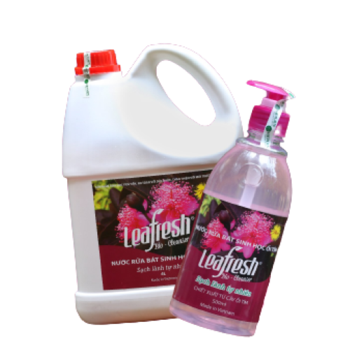 Nước rửa bát sinh học ổi tím Leafresh 500ml sạch dầu, an toàn cho da