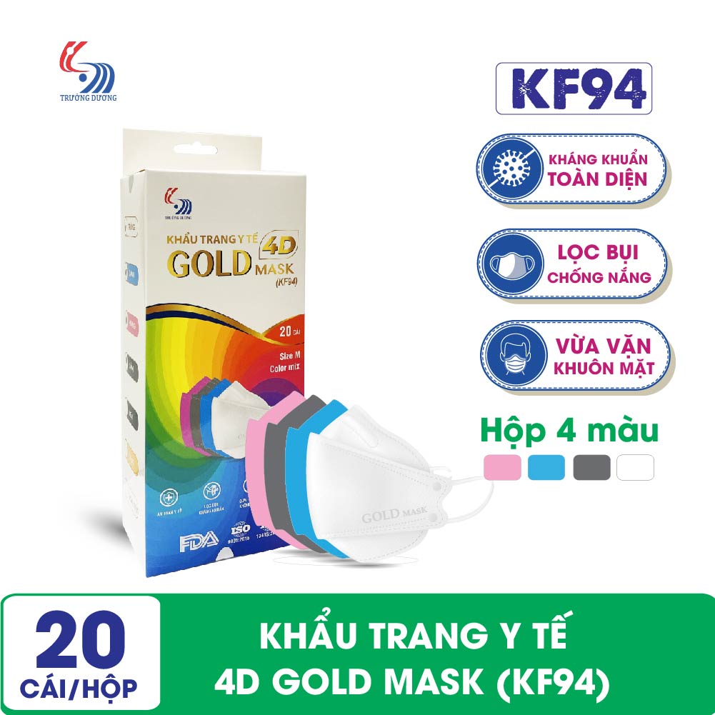 Khẩu trang y tế 4D Gold Mask KF94 - Hộp 4 màu - 20 cái