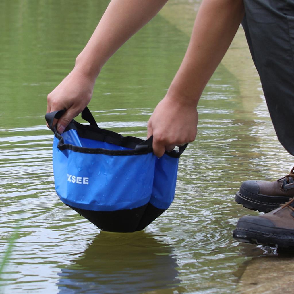 Lightweight Collapsible Portable Folding Durable Leak-Proof Outdoor Wash Basin Footbath Bucket Water Bag for Car Washing Camping Traveling