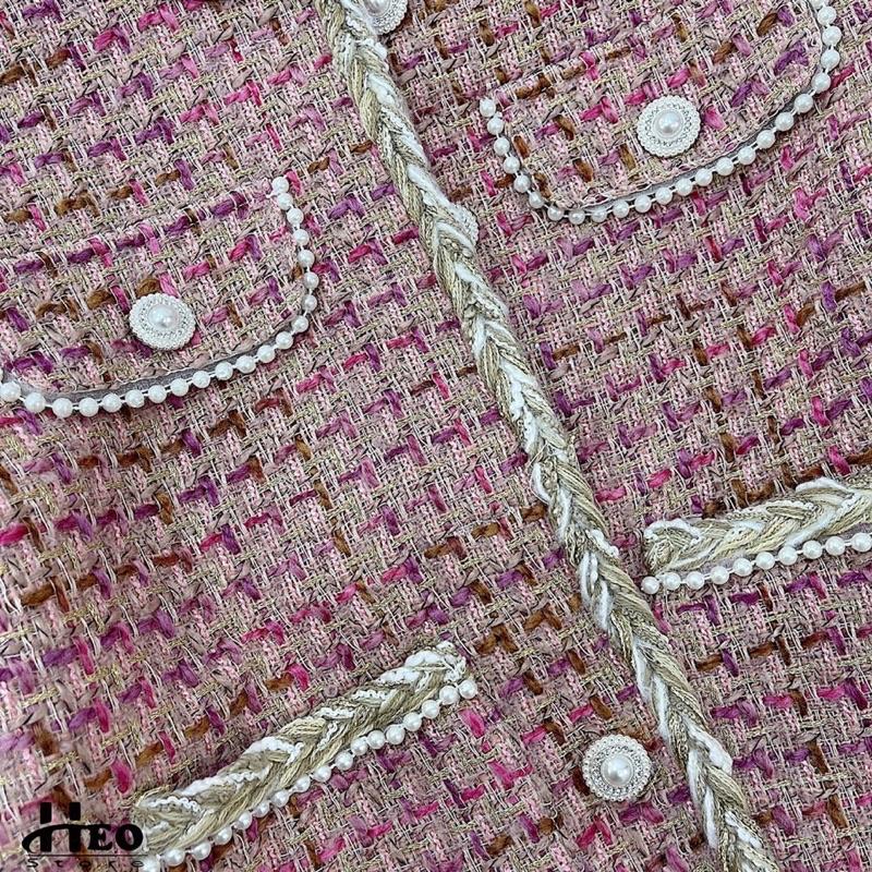 Áo khoác dạ tweed khuy đá chuẩn SDD