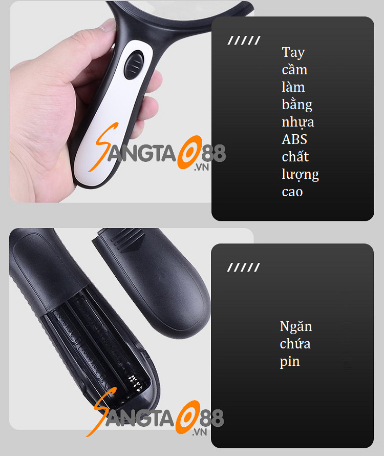 Kính lúp đọc sách báo cho người già 145mm có đèn cao cấp