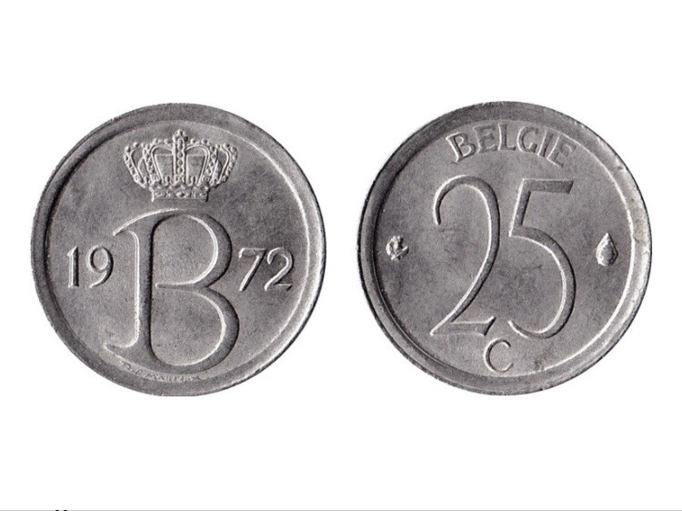 Đồng xu Vương quốc Bỉ 25 centimes thời xưa