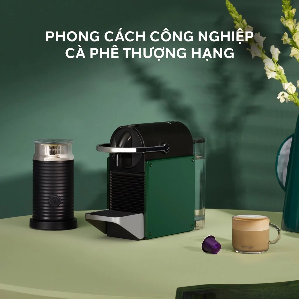 Máy pha cà phê Nespresso Pixie Xanh Lá Đậm - Hàng chính hãng
