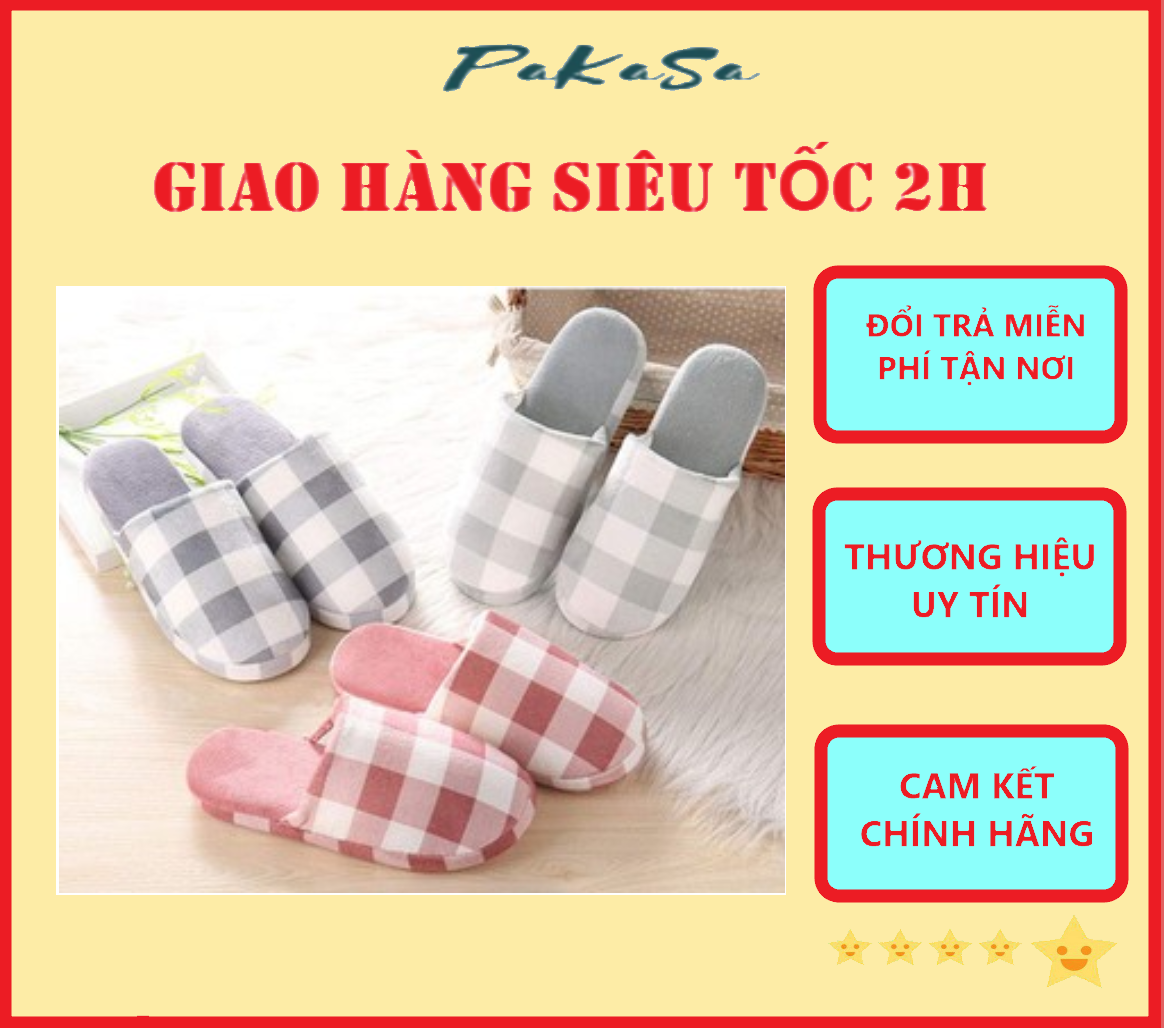 Dép Lông Đi Trong Nhà Họa Tiết Caro PaKaSa - Hàng Chính Hãng 