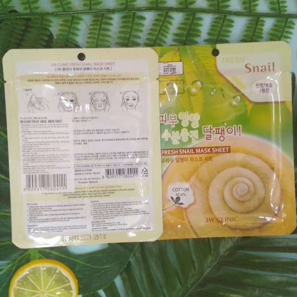 Combo 5 Mặt Nạ Dưỡng Chất Colagen Ốc Sên 3W Clinic Fresh Snail Mask Sheet 23ml x 5