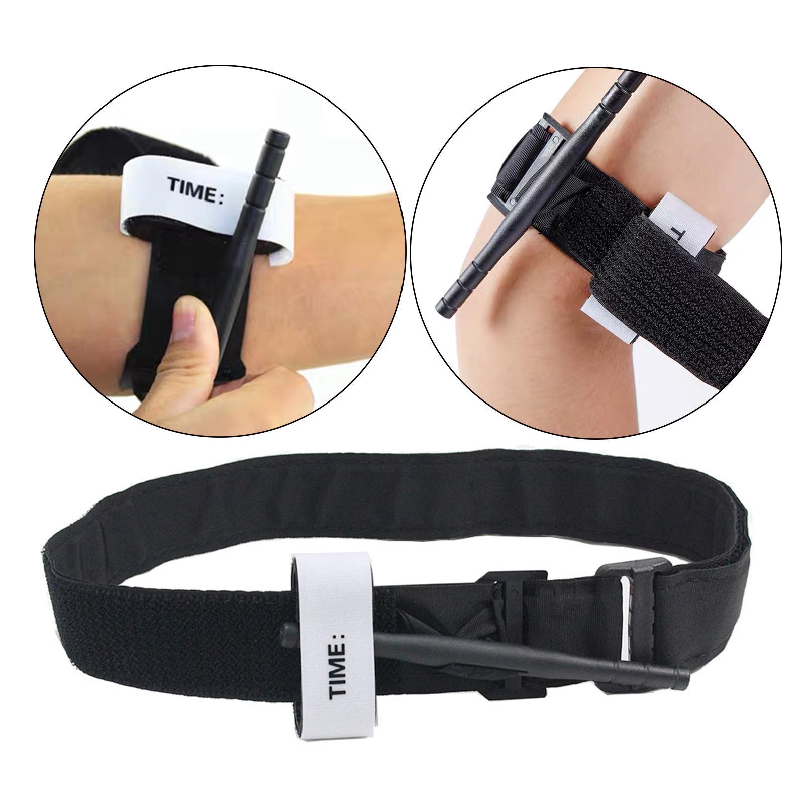 Emergency Tourniquet Outdoor Equipment Single Handed Operation First Aid Kit for Fishing Camping Time Stamp Hemostatic Bandage Black