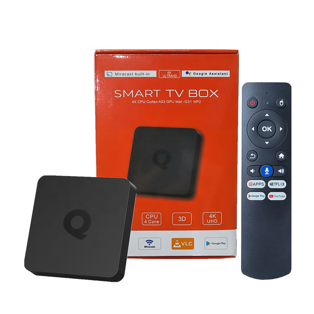 Tivi box Vinetteam Q1 Android  tivi 10 Điều Khiển Giọng Nói 200 Kênh Miễn Phí Wifi Kép Bluetooth RAM 2GB+8G - Hàng nhập khẩu