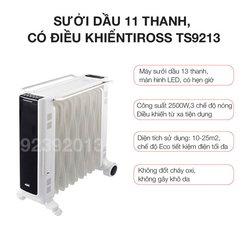 Sưởi dầu 11 thanh, có điều khiểnTiross TS9213