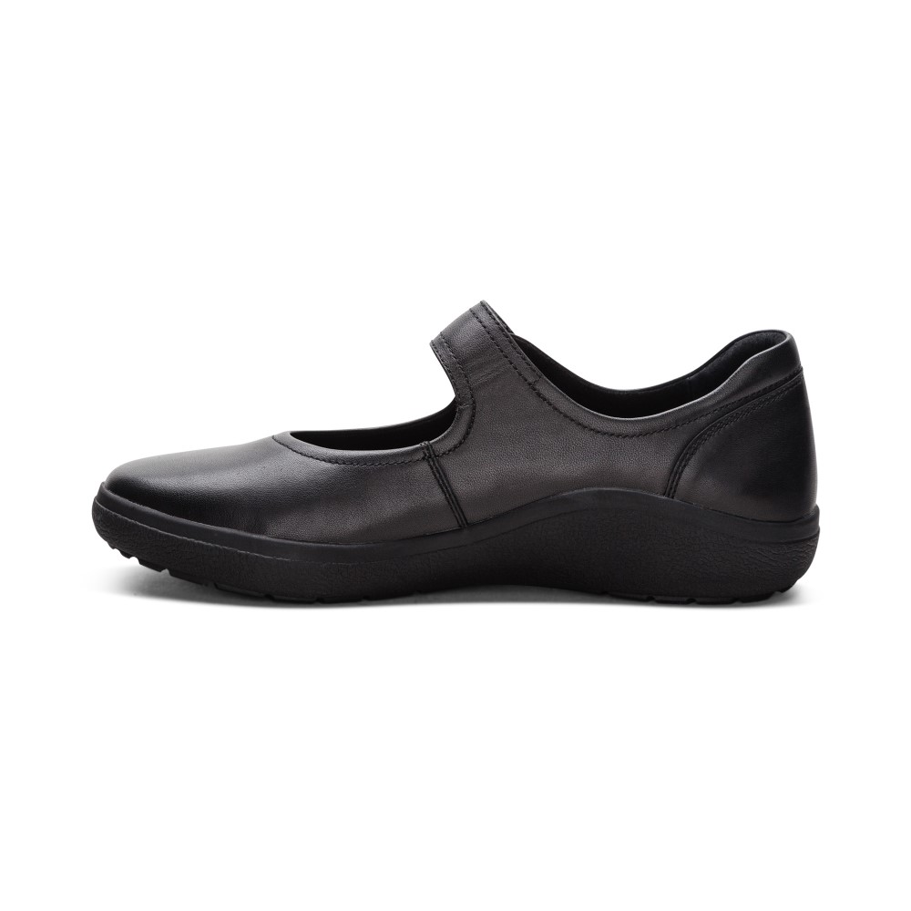 Giày búp bê sức khoẻ nữ Aetrex Erica Black - giày bít đế đệm giảm đau chân