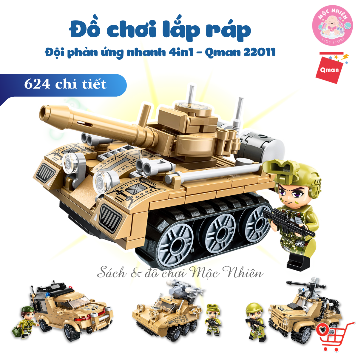 Đồ Chơi Lắp Ráp Xếp Hình Xe Chiến Đấu Qman 22011 Đội Phản Ứng Nhanh 624 Mảnh Ghép Dành Cho Bé Trên 6 Tuổi - 1 Bộ Qman 22011