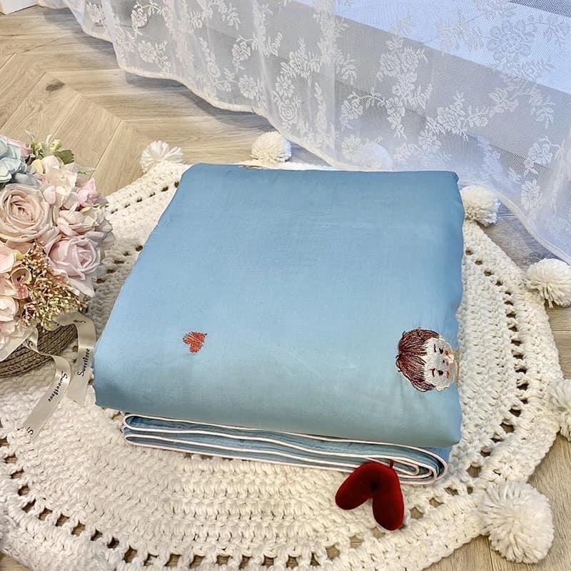 Chăn hè thu Tencel 80s thêu hoạ tiết dành cho bé gái