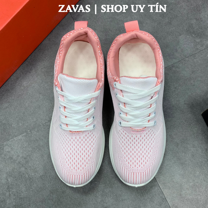 Giày thể thao nữ màu trắng hồng, dòng giày sneaker nữ thời trang, đế êm chân tuyệt đối , thoáng khí thương hiệu ZAVAS - S405