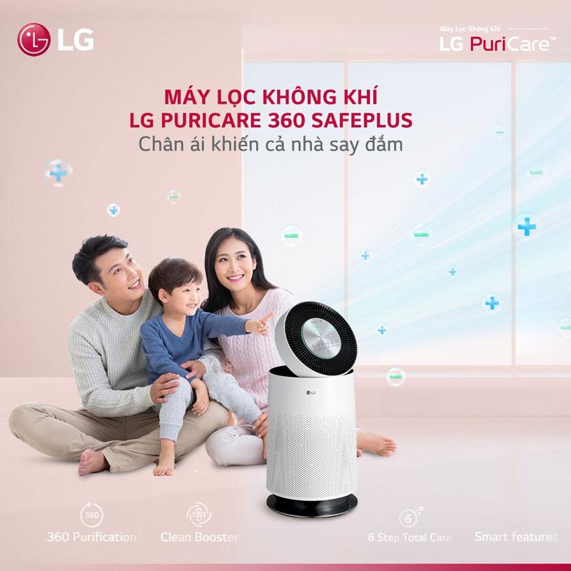 Máy Lọc Không Khí LG Puricare AS193DWFA, Cho Phòng 65m2, Cảm Biến Bụi Siêu Mịn PM 1.0, Nội Địa Hàn, BH 12 Tháng