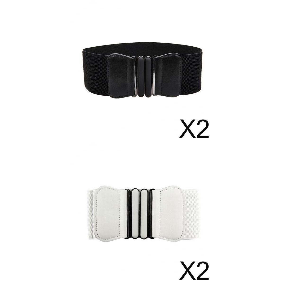 4Pcs Fashion Women Girls Elastic Stretch Buckle Wide Waist Belt Waist Band