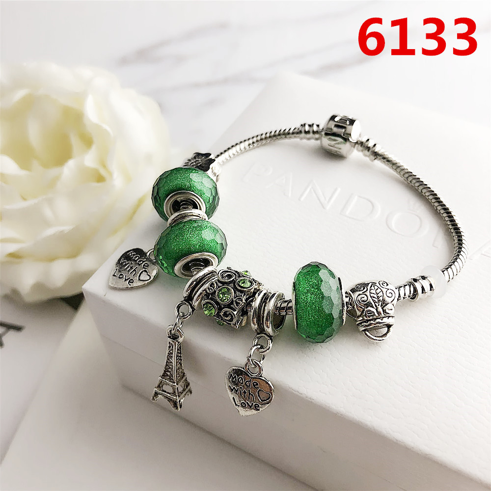 Vòng Tay Bạc Pan Nữ đính cườm S925 Bạc Retro DIY Glass Bead Bracelet - Hàng Cao Cấp- Cung Cấp Bởi AmandaC Life