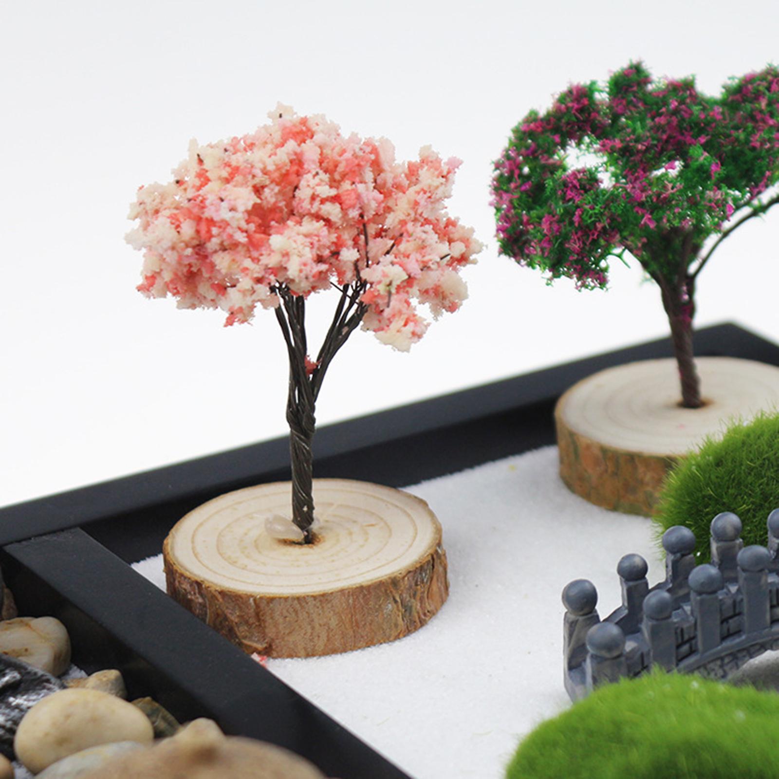 Mini Zen Garden Feng Shui Sand Tray Tree Buddha Statues Stress Relief Home