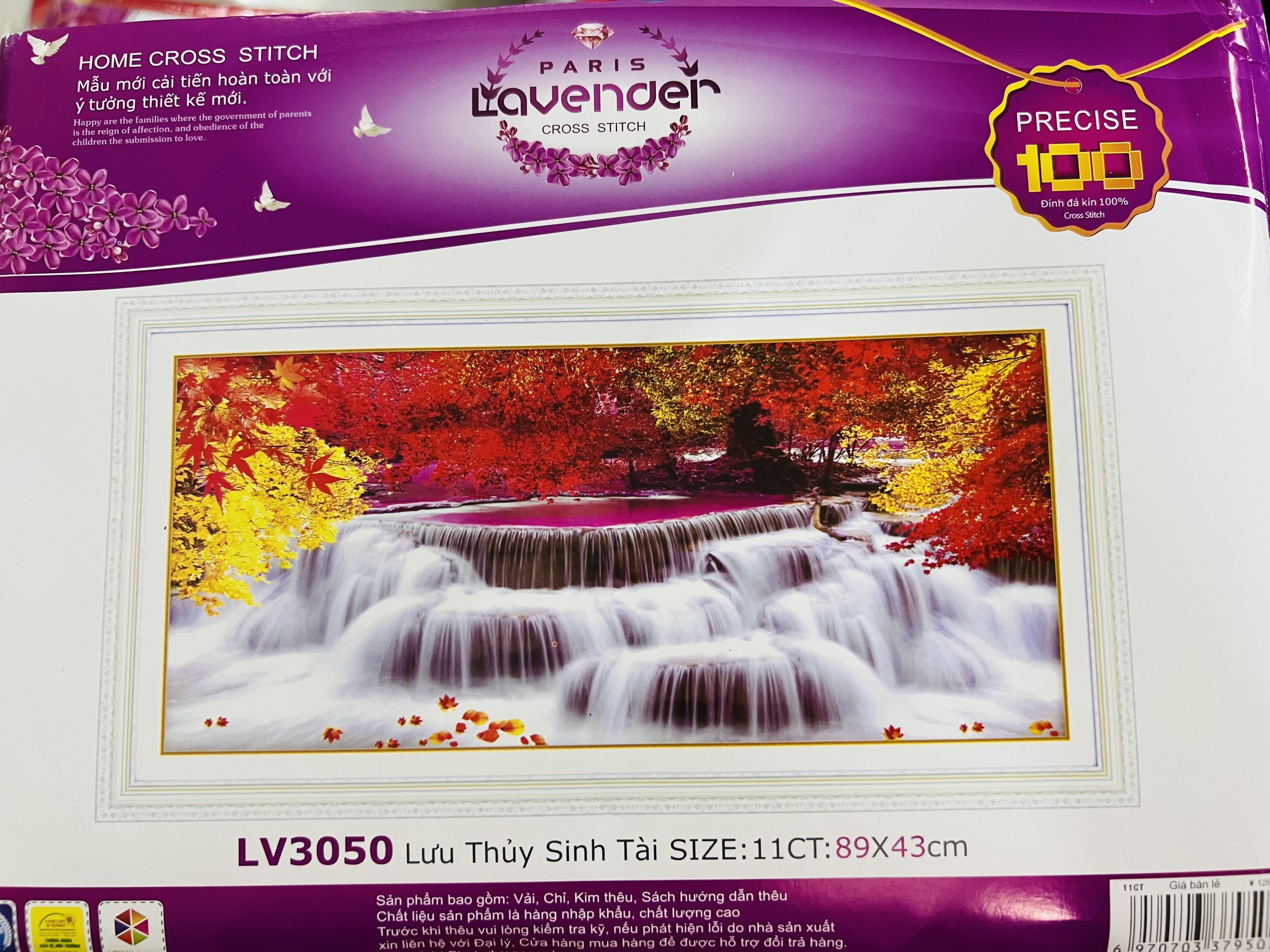 Tranh thêu chữ thập Phong cảnh LV3050, tranh thêu kín, kích thước 89 x 43 cm