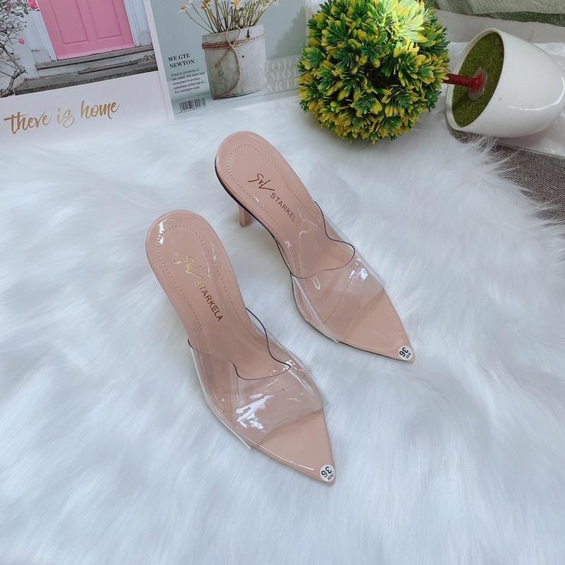 Guốc cao gót 9p gót nhọn quai bản trong mũi nhọn hot trend