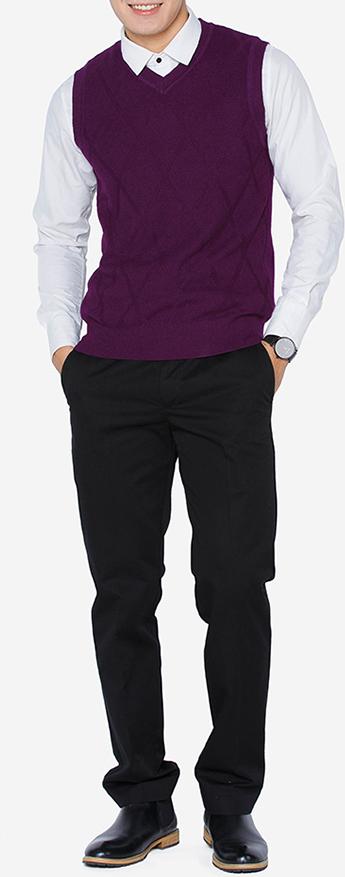 Áo Gile Aligro Cổ Tim Màu Tím ALENGL009