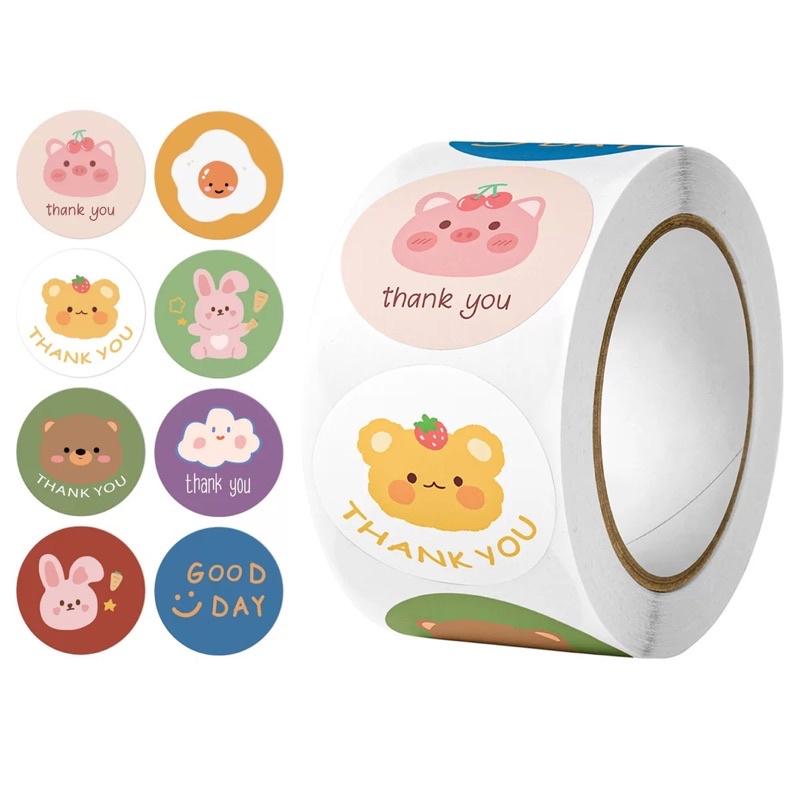 Cuộn 500 stickers nhãn tròn dùng để dán trang trí hoặc gói hàng cảm ơn