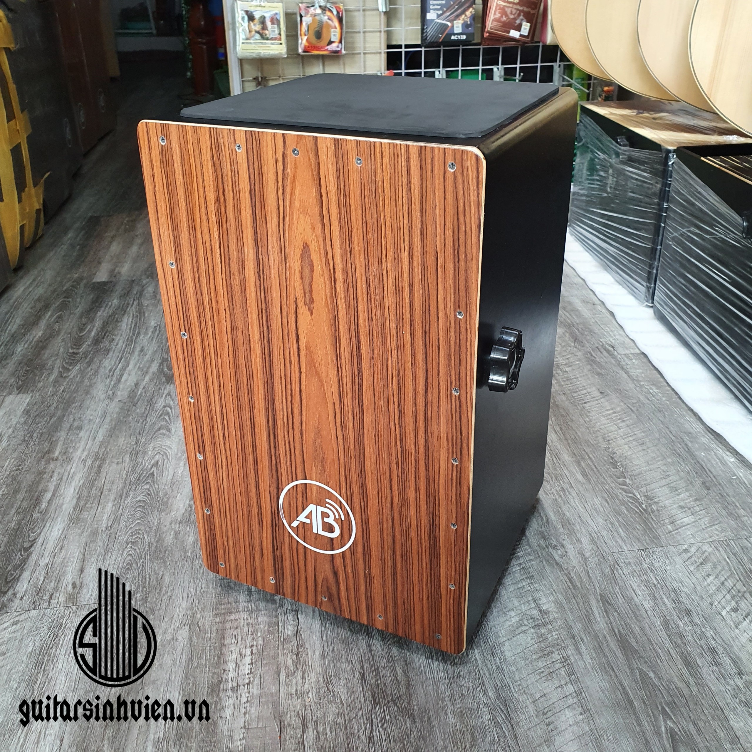 Trống cajon màu nâu gỗ AB-D2 có snare nhập ngoại - Tặng bao