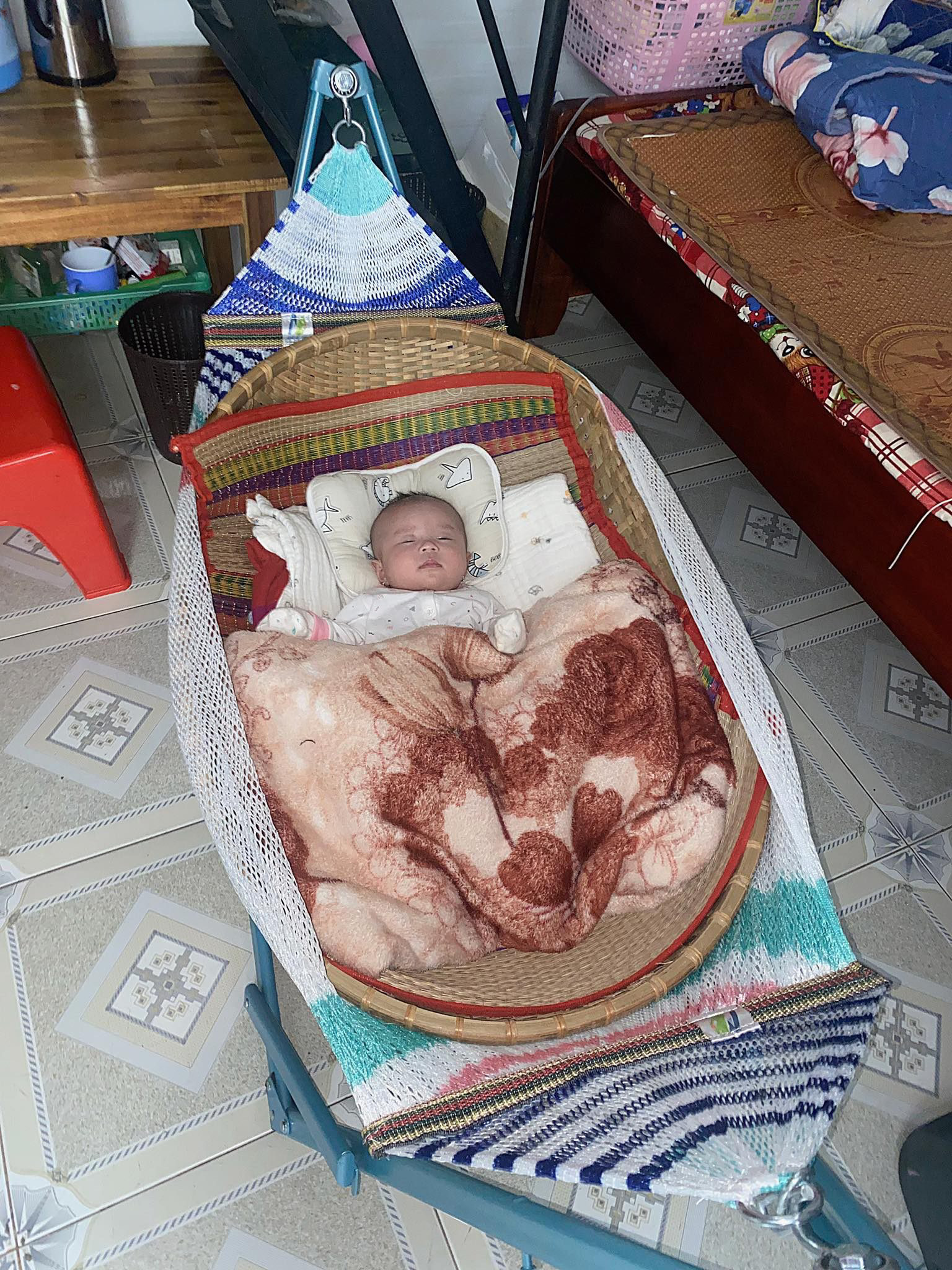 Võng xếp em bé, võng xếp baby họa tiết dễ thương